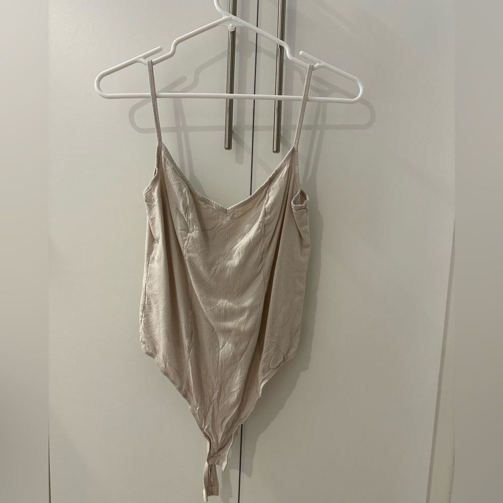Free People Cream Spaghetti Strap bodysuit